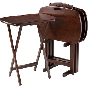 image:imageWinsome Lucca Snack Folding Table Set 228inch x 156inch Oyster Gray 16577Walnut