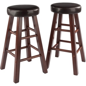 image:imageWinsome Maria 2Piece Counter Stool Set 25In Height Faux Leather Cushion Seat Walnut Finish25 In