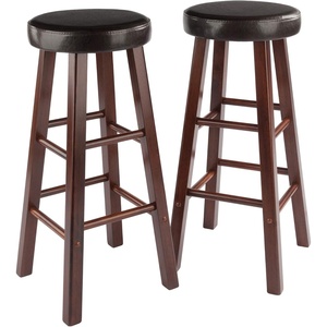 image:imageWinsome Maria 2Piece Counter Stool Set 25In Height Faux Leather Cushion Seat Walnut Finish30 In