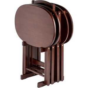 image:imageWinsome Nathan Set of 4 Foldable Snack Tables with Storage Rack 26 in Cappuccino Easy to Store Portable Fold Up Table Set for Kitchen Living Room TV Dining Crafts Puzzles Work From HomeCappuccino