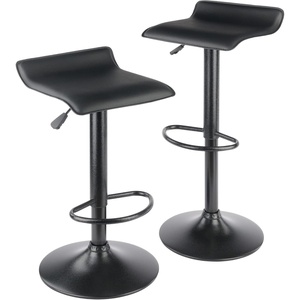 image:imageWinsome Obsidion Round Tall Pub Table Set of 2 in Black Small High Top Circle Bar Style Cocktail or Bistro Table for Kitchen Breakfast Nook Dining Area Accent Furniture