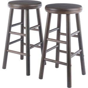 image:imageWinsome Shelby 2Piece Swivel Counter Stools 25 in Walnut Solid WoodOyster Gray