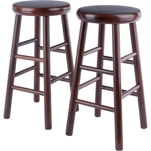 image:imageWinsome Shelby 2Piece Swivel Counter Stools 25 in Walnut Solid WoodWalnut