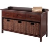 image:imageAdriana 4Pc Storage Bench with 3 Foldable Woven Baskets  Walnut