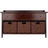image:imageAdriana 4Pc Storage Bench with 3 Foldable Woven Baskets  Walnut