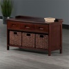 image:imageAdriana 4Pc Storage Bench with 3 Foldable Woven Baskets  Walnut