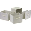 image:imageVerona 4Section N Storage Shelf with 4 Foldable Black Color Fabric BasketsBeige Baskets