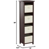 image:imageVerona 4Section N Storage Shelf with 4 Foldable Black Color Fabric BasketsBeige Baskets