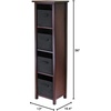 image:imageVerona 4Section N Storage Shelf with 4 Foldable Black Color Fabric BasketsBlack Baskets