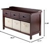 image:imageWinsome Adriana 4Pc Set Storage Bench amp 3 Foldable BasketsWalnut  Beige
