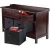 image:imageWinsome Adriana 4Pc Set Storage Bench amp 3 Foldable BasketsWalnut  Black