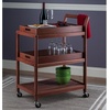 image:imageWinsome Albert 3Tier Serving Cart Walnut 33  Rolling Utility Bar Cart with Wheels for Snacks Drinks Kitchen Essentials Storage amp Organization for the Home or Apartment
