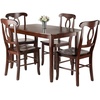 image:imageWinsome Inglewood 5PC Set Table w 4 Key Hole Back Chairs Dining Walnut