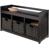 image:imageWinsome Wood Addison 4Pc Storage Bench with 3 Foldable Woven Baskets  Espresso and Chocolate