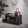 image:imageWinsome Wood Addison 4Pc Storage Bench with 3 Foldable Woven Baskets  Espresso and Chocolate