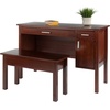 image:imageWinsome Wood Emmett 2Pc Desk Set wBench Walnut