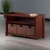image:imageWinsome Wood Milan 4Pc Storage Bench with 3 Foldable Woven Baskets  Walnut