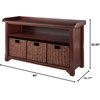image:imageWinsome Wood Milan 4Pc Storage Bench with 3 Foldable Woven Baskets  Walnut
