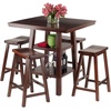 image:imageWinsome Wood Orlando 5Pc Set High Table 2 Shelves w 4 Saddle Seat Stools
