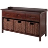 image:imageAdriana 4Pc Storage Bench with 3 Foldable Woven Baskets  Walnut