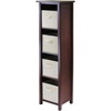 image:imageVerona 4Section N Storage Shelf with 4 Foldable Black Color Fabric BasketsBeige Baskets