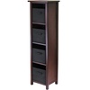 image:imageVerona 4Section N Storage Shelf with 4 Foldable Black Color Fabric BasketsBlack Baskets
