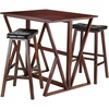 image:imageWinsome 3Piece Harrington Drop Leaf High Table with 2 Cushion Saddle Seat Stools 29Inch Brown