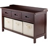 image:imageWinsome Adriana 4Pc Set Storage Bench amp 3 Foldable BasketsWalnut  Beige