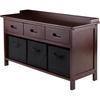image:imageWinsome Adriana 4Pc Set Storage Bench amp 3 Foldable BasketsWalnut  Black