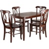 image:imageWinsome Inglewood 5PC Set Table w 4 Key Hole Back Chairs Dining Walnut