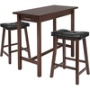 image:imageWinsome Sally 3Pc Breakfast Table with 2 Cushion Saddle Seat Stools Walnut and Black