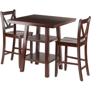 image:imageOrlando 3Pc Set High Table 2 Shelves w 2 VBack Counter Stools