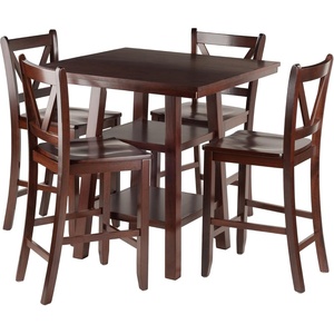 image:imageOrlando 5Pc Set High Table 2 Shelves w 4 VBack Counter Stools