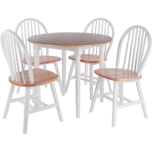 image:imageSorella 5Pc Drop Leaf Dining Table with Windsor Chairs  Natural and White