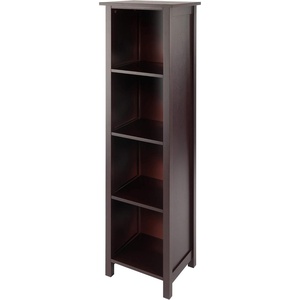 image:imageVerona 4Section N Storage Shelf with 4 Foldable Black Color Fabric BasketsNo Baskets