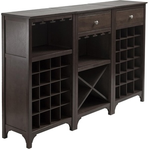 image:imageWinsome 3Piece Ancona Wine Cabinet Modular Set Black