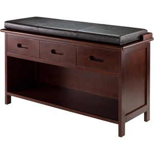 image:imageWinsome Adriana 4Pc Set Storage Bench amp 3 Foldable BasketsWalnut