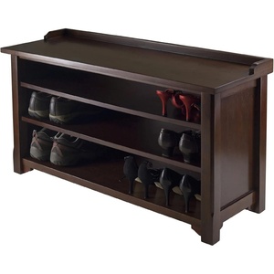 image:imageWinsome Dayton Storage Hall Bench with Shelves in Antique Walnut Classic Entryway Shoe Rack with UnderSeat Storage for Simple amp Attractive Home Organization