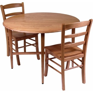 image:imageWinsome Hannah Foldable Round Dining Table 42 Wide with Set of 2 Chairs Light OakLight Oak