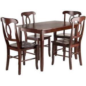 image:imageWinsome Inglewood 5PC Set Table w 4 Key Hole Back Chairs Dining Walnut