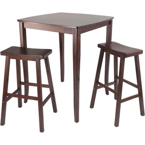 image:imageWinsome Inglewood High Dining Table with 2 SaddleSeat Bar Stools 39 High 34 Wide WalnutWalnut