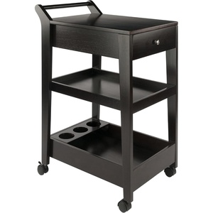 image:imageWinsome Jeston 3Tier Serving Cart  Rolling Utility Bar Cart with Wheels for Snacks Drinks Kitchen Essentials Storage amp Organization for the Home or Apartment
