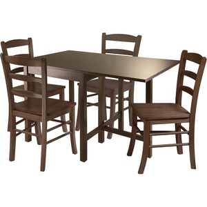 image:imageWinsome Lynden Extendable Dining Table with 4 LadderBack Chairs 48 Wide 30 High Walnut4 Chairs