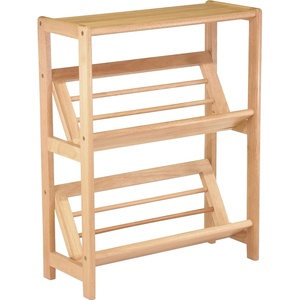 image:imageWinsome Mission Beech Wood 4Tier Bookshelf with Slanted Shelf Natural 82430  Sturdy Ladder Bookshelf Simple Bookcase for Living Room Bedroom Office Bathroom Plant Display Shelves for Home Decor