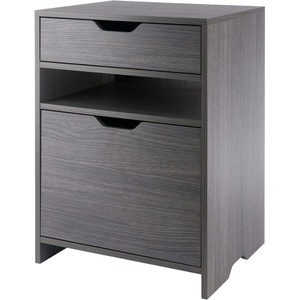 image:imageWinsome Nova Storage Cabinet with Drawer 19 Wide WhiteCharcoal