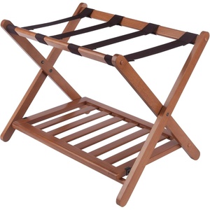 image:imageWinsome Reese Luggage Rack with Storage Shelf for Guest Room Bedroom Foldable No Assembly EspressoTeak