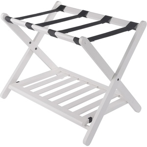 image:imageWinsome Reese Luggage Rack with Storage Shelf for Guest Room Bedroom Foldable No Assembly EspressoWhite
