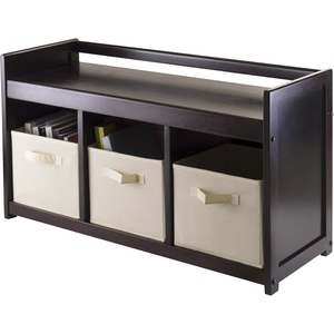 image:imageWinsome Wood Addison 2Pc Storage Bench amp Seat Cushion EspressoEspresso  Beige