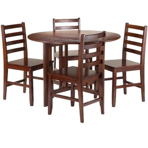 image:imageWinsome Wood Alamo 5Pc Round Drop Leaf Table with 4 Hamilton Ladder Back4 Chairs