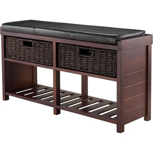 image:imageWinsome Wood Colin Cushion Bench with Baskets